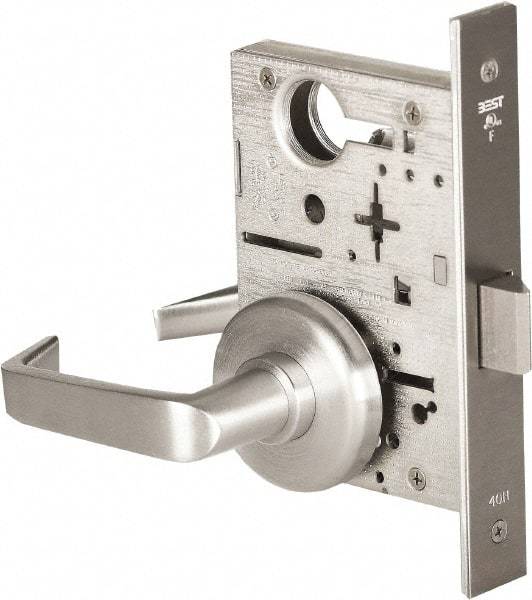 Stanley - Passage Lever Lockset for 1-3/8 to 1-3/4" Thick Doors - 2-3/8 to 2-3/4" Back Set, Brass, Satin Chrome Finish - Exact Tool & Supply