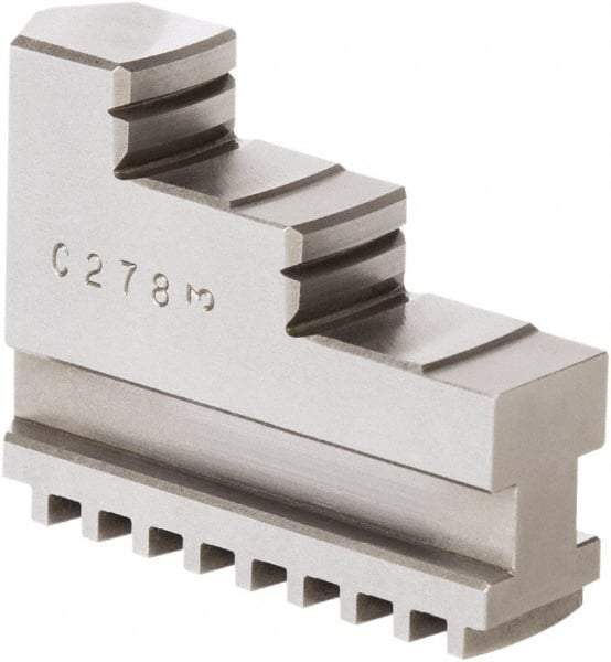 Samchully - 9" Max Chuck Diam Compatibility, Steel Square Serrated Hard Lathe Top Jaws - 2 Steps, 24mm Wide x 85mm Long x 64.5mm High - Exact Tool & Supply