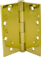 Hager - 5" Long x 5" Wide x 0.062" Thick, Steel Full Mortise Hinge - Bright Brass Finish, 5 Knuckles - Exact Tool & Supply