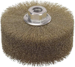 WALTER Surface Technologies - 4-1/2" OD, 5/8-11 Arbor Hole, Crimped Stainless Steel Wheel Brush - 2" Face Width, 1" Trim Length, 0.01" Filament Diam, 4,000 RPM - Exact Tool & Supply