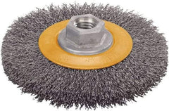 WALTER Surface Technologies - 6" OD, 5/8-11 Arbor Hole, Crimped Steel Wheel Brush - 5/8" Face Width, 1" Trim Length, 0.0118" Filament Diam, 9,000 RPM - Exact Tool & Supply