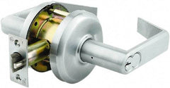 Stanley - Grade 2 Classroom Lever Lockset - 2-3/4" Back Set, Zinc, Satin Chrome Finish - Exact Tool & Supply