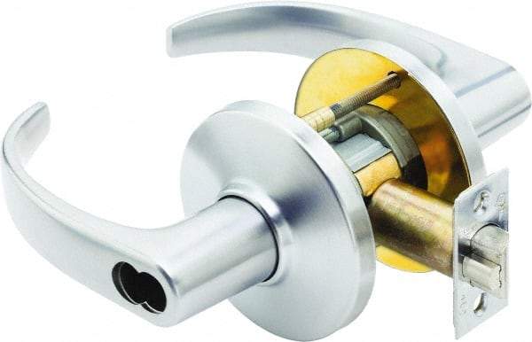 Stanley - Grade 1 Classroom Lever Lockset - 2-3/4" Back Set, Zinc, Satin Chrome Finish - Exact Tool & Supply