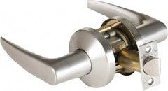 Stanley - Grade 1 Passage Lever Lockset - 2-3/4" Back Set, Zinc, Satin Chrome Finish - Exact Tool & Supply