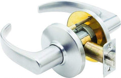 Stanley - Grade 1 Passage Lever Lockset - 2-3/4" Back Set, Zinc, Satin Chrome Finish - Exact Tool & Supply