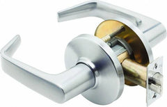 Stanley - Grade 1 Privacy Lever Lockset - 2-3/4" Back Set, Zinc, Satin Chrome Finish - Exact Tool & Supply