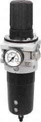 Parker - 1" NPT Port Heavy-Duty 1 Piece Filter/Regulator FRL Unit - Polypropylene Bowl, 465 SCFM, 254 Max psi, 13-1/2" High, Automatic Drain - Exact Tool & Supply