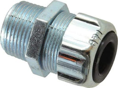 Thomas & Betts - 0.31 to 0.56" Cable Capacity, Liquidtight, Straight Strain Relief Cord Grip - 3/4 NPT Thread, 1-25/32" Long, Steel - Exact Tool & Supply