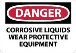 NMC - "Danger - Corrosive Liquids - Wear Protective Equipment", 10" Long x 14" Wide, Rigid Plastic Safety Sign - Rectangle, 0.05" Thick, Use for Accident Prevention - Exact Tool & Supply