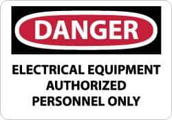 NMC - "Danger - Electrical Equipment - Authorized Personnel Only", 10" Long x 14" Wide, Aluminum Safety Sign - Rectangle, 0.04" Thick, Use for Accident Prevention - Exact Tool & Supply