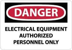NMC - "Danger - Electrical Equipment - Authorized Personnel Only", 10" Long x 14" Wide, Aluminum Safety Sign - Rectangle, 0.04" Thick, Use for Accident Prevention - Exact Tool & Supply