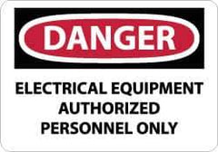 NMC - "Danger - Electrical Equipment - Authorized Personnel Only", 7" Long x 10" Wide, Pressure-Sensitive Vinyl Safety Sign - Rectangle, 0.004" Thick, Use for Accident Prevention - Exact Tool & Supply