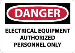 NMC - "Danger - Electrical Equipment - Authorized Personnel Only", 10" Long x 14" Wide, Rigid Plastic Safety Sign - Rectangle, 0.05" Thick, Use for Accident Prevention - Exact Tool & Supply