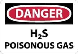 NMC - "Danger - H2s - Poisonous Gas", 7" Long x 10" Wide, Pressure-Sensitive Vinyl Safety Sign - Rectangle, 0.004" Thick, Use for Hazardous Materials - Exact Tool & Supply