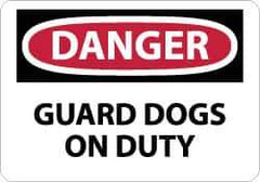 NMC - "Danger - Guard Dogs on Duty", 10" Long x 14" Wide, Pressure-Sensitive Vinyl Safety Sign - Rectangle, 0.004" Thick, Use for Security & Admittance - Exact Tool & Supply