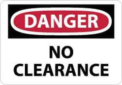 NMC - "Danger - No Clearance", 10" Long x 14" Wide, Aluminum Safety Sign - Rectangle, 0.04" Thick, Use for Accident Prevention - Exact Tool & Supply