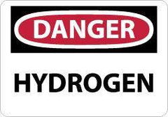 NMC - "Danger - Hydrogen", 7" Long x 10" Wide, Pressure-Sensitive Vinyl Safety Sign - Rectangle, 0.004" Thick, Use for Hazardous Materials - Exact Tool & Supply