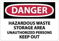 NMC - "Danger - Hazardous Waste Storage Area - Unauthorized Persons Keep Out", 10" Long x 14" Wide, Aluminum Safety Sign - Rectangle, 0.04" Thick, Use for Security & Admittance - Exact Tool & Supply