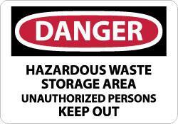 NMC - "Danger - Hazardous Waste Storage Area - Unauthorized Persons Keep Out", 7" Long x 10" Wide, Rigid Plastic Safety Sign - Rectangle, 0.05" Thick, Use for Security & Admittance - Exact Tool & Supply