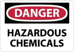 NMC - "Danger - Hazardous Chemicals", 10" Long x 14" Wide, Pressure-Sensitive Vinyl Safety Sign - Rectangle, 0.004" Thick, Use for Hazardous Materials - Exact Tool & Supply