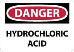 NMC - "Danger - Hydrochloric Acid", 10" Long x 14" Wide, Aluminum Safety Sign - Rectangle, 0.04" Thick, Use for Hazardous Materials - Exact Tool & Supply