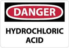 NMC - "Danger - Hydrochloric Acid", 10" Long x 14" Wide, Pressure-Sensitive Vinyl Safety Sign - Rectangle, 0.004" Thick, Use for Hazardous Materials - Exact Tool & Supply