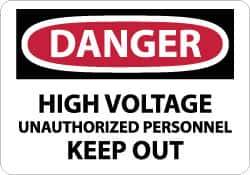 NMC - "Danger - High Voltage - Unauthorized Personnel Keep Out", 7" Long x 10" Wide, Rigid Plastic Safety Sign - Rectangle, 0.05" Thick, Use for Accident Prevention - Exact Tool & Supply