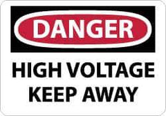 NMC - "Danger - High Voltage - Keep Away", 7" Long x 10" Wide, Pressure-Sensitive Vinyl Safety Sign - Rectangle, 0.004" Thick, Use for Accident Prevention - Exact Tool & Supply