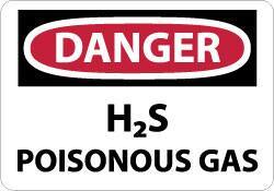 NMC - "Danger - H2s - Poisonous Gas", 10" Long x 14" Wide, Rigid Plastic Safety Sign - Rectangle, 0.05" Thick, Use for Hazardous Materials - Exact Tool & Supply