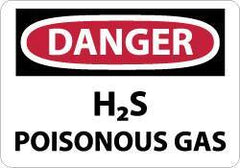 NMC - "Danger - H2s - Poisonous Gas", 10" Long x 14" Wide, Rigid Plastic Safety Sign - Rectangle, 0.05" Thick, Use for Hazardous Materials - Exact Tool & Supply