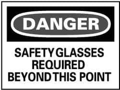 NMC - "Danger - Safety Glasses Required Beyond This Point", 20" Long x 28" Wide, Aluminum Safety Sign - Rectangle, 0.04" Thick, Use for Accident Prevention - Exact Tool & Supply