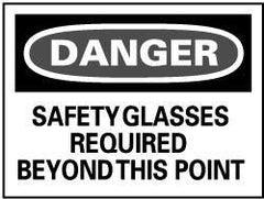NMC - "Danger - Safety Glasses Required Beyond This Point", 20" Long x 28" Wide, Rigid Plastic Safety Sign - Rectangle, 0.05" Thick, Use for Accident Prevention - Exact Tool & Supply