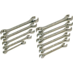 SK - 11 Piece, 1/4 x 5/16 to 3/4 x 7/8", Flare Nut Wrench Set - Inch/Metric System of Measurement, Chrome Finish - Exact Tool & Supply