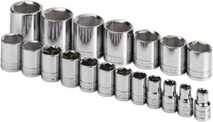 SK - 19 Piece 1/2" Drive Standard Socket Set - 6 Points, 3/8 to 1-1/2", Inch Measurement Standard - Exact Tool & Supply