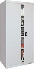 Sandusky Lee - 5 Shelf Locking Storage Cabinet - Steel, 36" Wide x 24" Deep x 78" High, Gray - Exact Tool & Supply