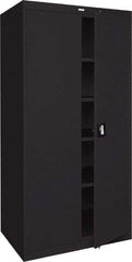 Sandusky Lee - 5 Shelf Locking Storage Cabinet - Steel, 36" Wide x 24" Deep x 78" High, Black - Exact Tool & Supply