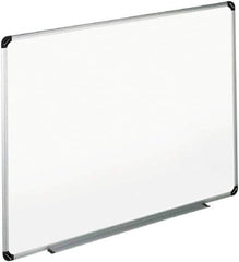 UNIVERSAL - 48" High x 72" Wide Erasable Melamine Marker Boards - Aluminum/Plastic Frame, 74.6" Deep, Includes Accessory Tray/Rail & Mounting Kit - Exact Tool & Supply