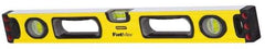 Stanley - 24" Long 3 Vial Box Beam Level - Aluminum, Yellow, 1 Level & 2 Plumb Vials - Exact Tool & Supply