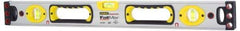 Stanley - Magnetic 48" Long 3 Vial Box Beam Level - Aluminum, Silver, 1 Level & 2 Plumb Vials - Exact Tool & Supply
