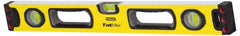 Stanley - 48" Long 3 Vial Box Beam Level - Aluminum, Yellow, 1 Level & 2 Plumb Vials - Exact Tool & Supply