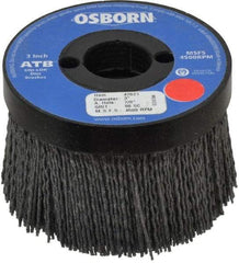 Osborn - 3" 80 Grit Silicon Carbide Crimped Disc Brush - Medium Grade, Plain Hole Connector, 1-1/2" Trim Length, 3/4" Shank Diam, 7/8" Arbor Hole - Exact Tool & Supply