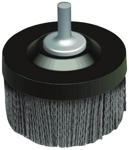 Osborn - 2-1/2" 80 Grit Silicon Carbide Crimped Disc Brush - Medium Grade, Quick Change Connector, 1-3/8" Trim Length, 1/4" Shank Diam - Exact Tool & Supply