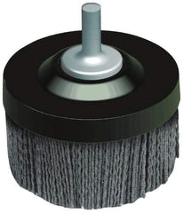 Osborn - 2-1/2" 80 Grit Silicon Carbide Crimped Disc Brush - Medium Grade, Quick Change Connector, 1-3/8" Trim Length, 1/4" Shank Diam - Exact Tool & Supply