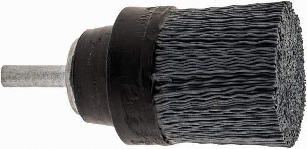 Osborn - 1-1/2" 320 Grit Silicon Carbide Crimped Disc Brush - Extra Fine Grade, Quick Change Connector, 1-3/8" Trim Length, 1/4" Shank Diam - Exact Tool & Supply