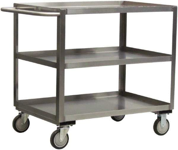 Jamco - 1,200 Lb Capacity, 48" Wide x 24" Long x 39" High Shelf Cart - 3 Shelf, Stainless Steel - Exact Tool & Supply