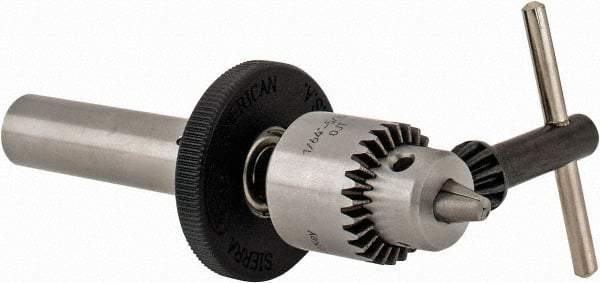 Accupro - 1/2 Inch Shank Diameter Straight Shank Micro Drill Chuck Adapter and Chuck - 1/64 to 5/32 Inch Drill Chuck Capacity - Exact Tool & Supply