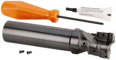 Kennametal - 50.39mm Cut Diam, 54mm Max Depth of Cut, 1-1/2" Shank Diam, 168.88mm OAL, Indexable Square Shoulder Helical End Mill - GOMT 1604.., JOMT 1604.. Inserts, Cylindrical Shank, 0° Lead Angle, Through Coolant, Series KDMR - Exact Tool & Supply