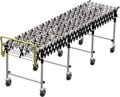 Value Collection - 18 Inches Wide x 3.8 Ft. to 12 Ft. Extended Length Flexible Conveyor - 31-1/2 to 39.4" High, 4 Leg Sets per Unit, 7 Wheels per Axle - Exact Tool & Supply