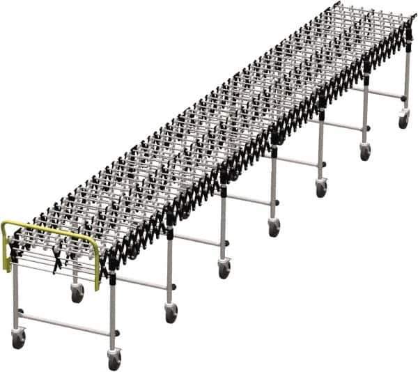 Value Collection - 18 Inches Wide x 7 Ft. to 22 Ft. Extended Length Flexible Conveyor - 31-1/2 to 39.4" High, 7 Leg Sets per Unit, 7 Wheels per Axle - Exact Tool & Supply