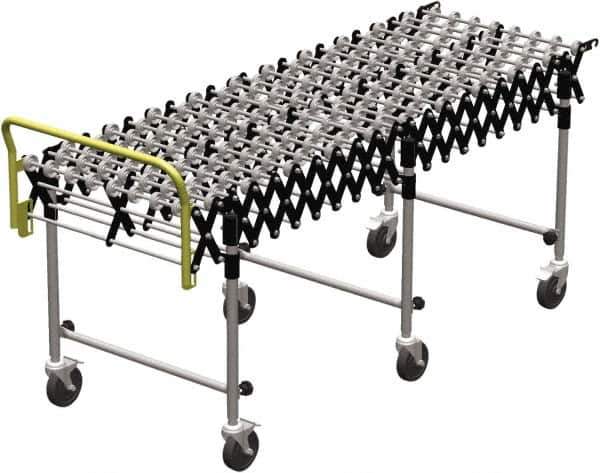 Value Collection - 18 Inches Wide x 2.7 Ft. to 8 Ft. Extended Length Flexible Conveyor - 31-1/2 to 39.4" High, 3 Leg Sets per Unit, 7 Wheels per Axle - Exact Tool & Supply